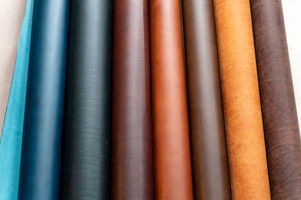Rolls of leather in the Asketica workshop